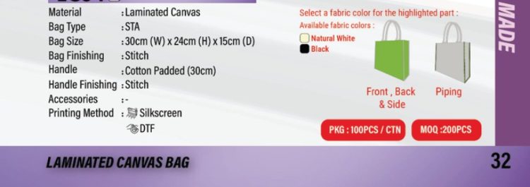 Laminated Canvas Bag LC04